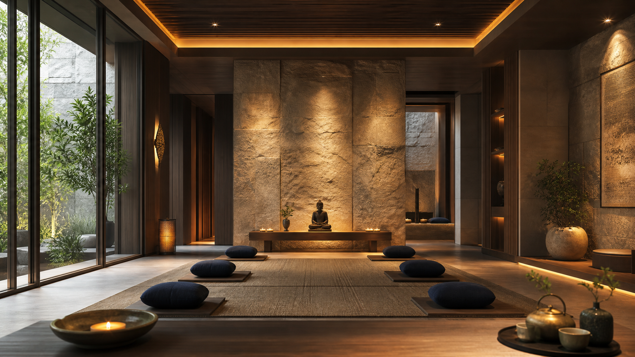 Luxury wellness retreat with premium minimalist design